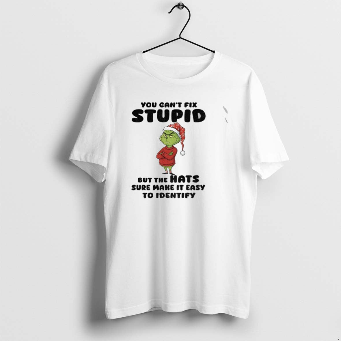 Official Grinch Santa Hat You Cant Fix Stupid But The Hats Sure Make It Easy T-Shirts, Hoodie, Sweatshirt