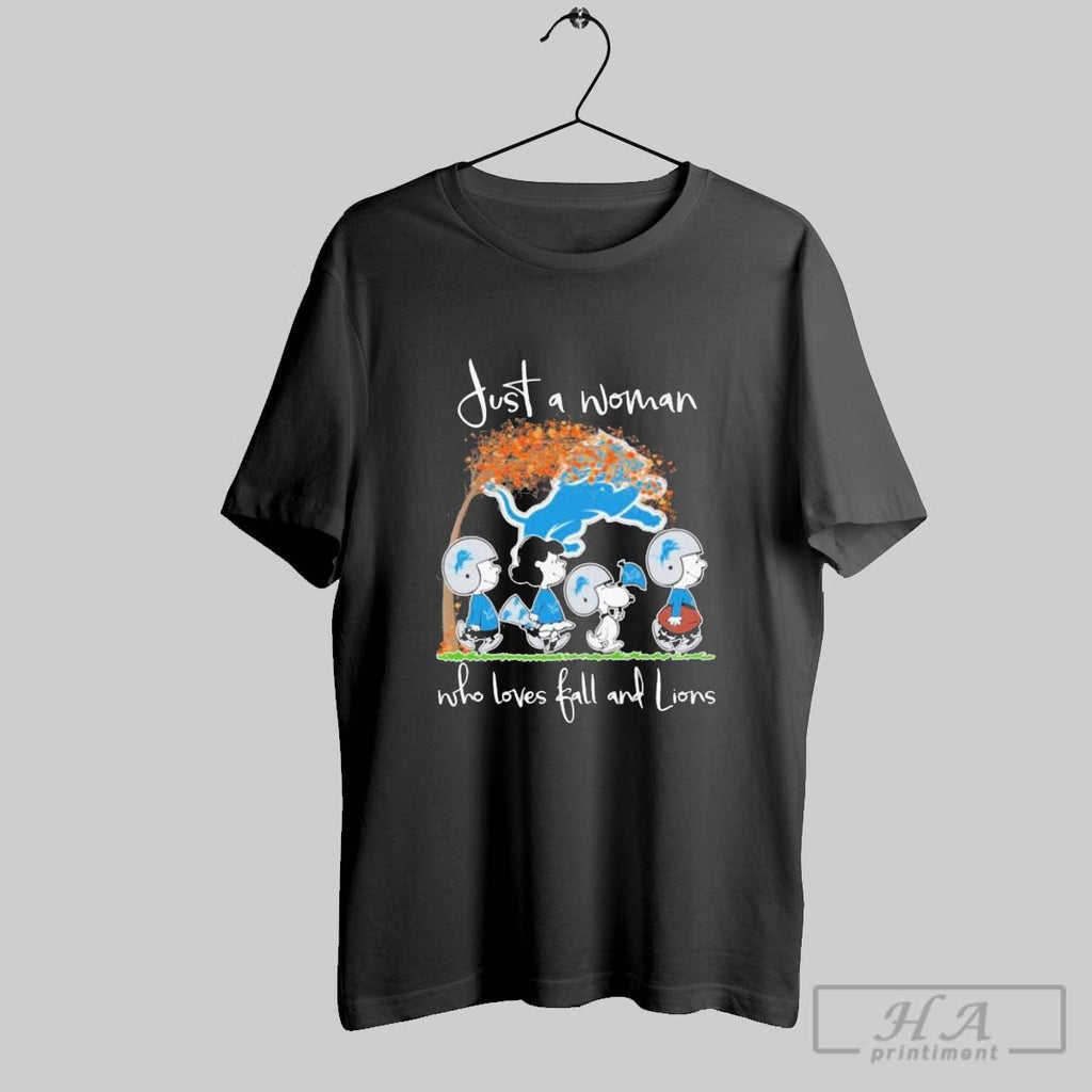 Official Just A Woman Who Loves Fall And Detroit Lions X The Peanuts Walking