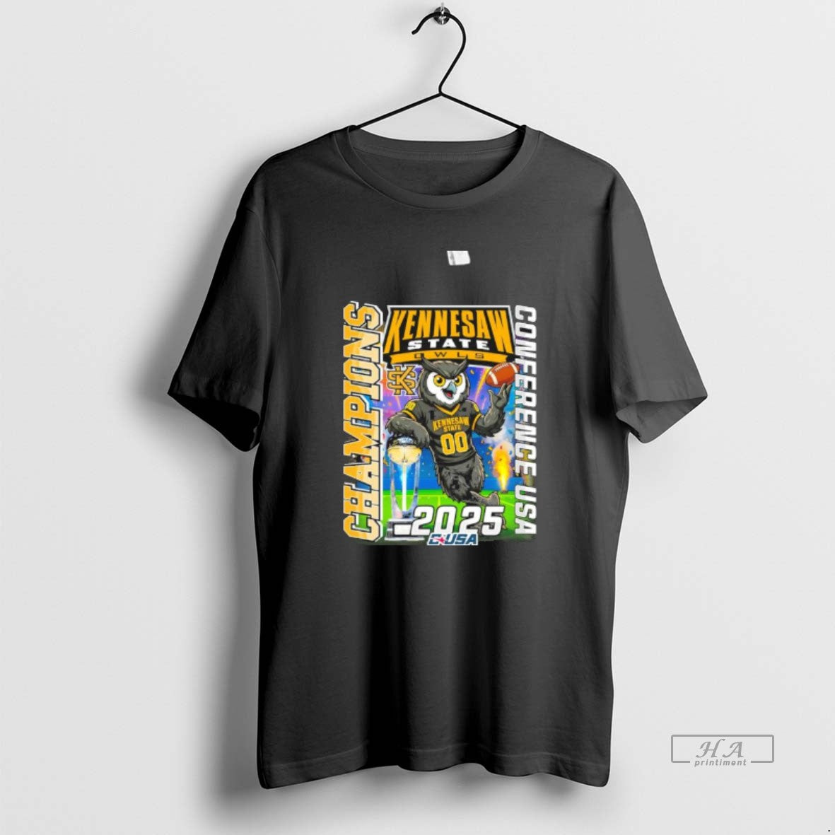 Official Kennesaw State Owls Mascot 2025 C Usa Football Champions T-Shirts, Hoodie, Sweatshirt | RetroVerseTees.com