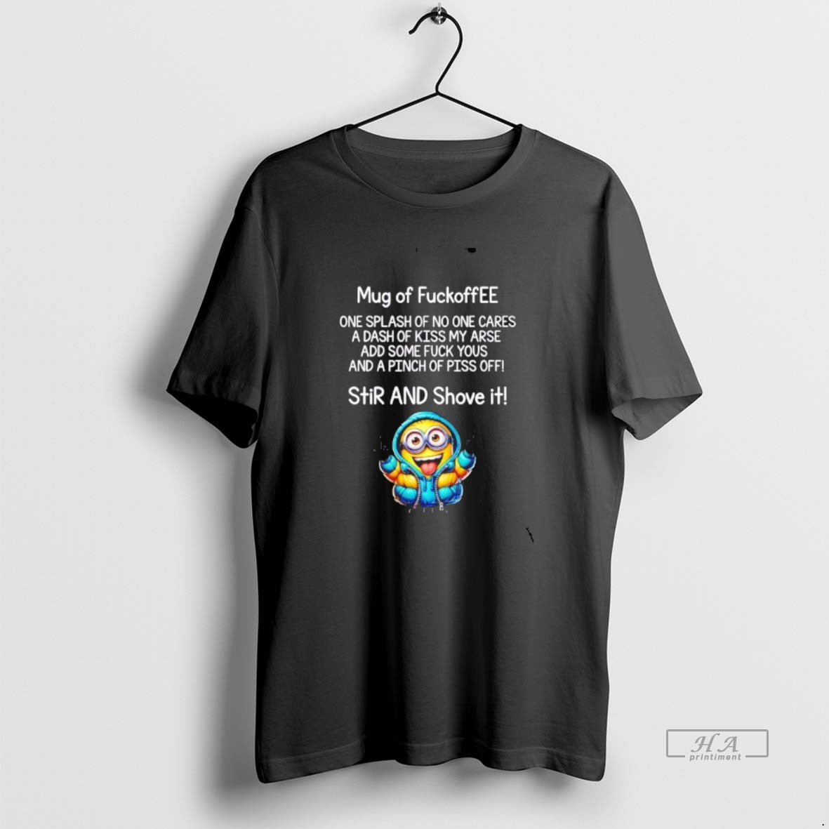 Official Minions Of Fuckoffee One Splash Of No One Cares T-Shirts, Hoodie, Sweatshirt | RetroVerseTees.com