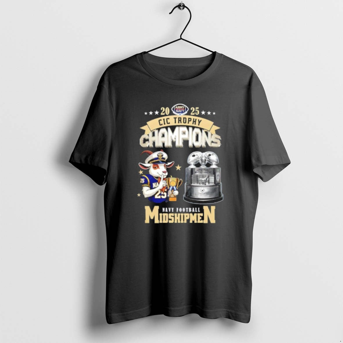 Official Navy Midshipmen Football 2025 Cic Trophy Champions Mascot T-Shirts, Hoodie, Sweatshirt | RetroVerseTees.com