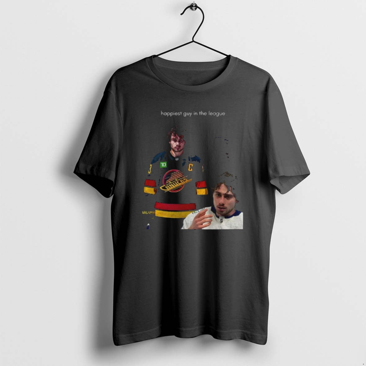 Official Quinn Hughes Happiest Guy In The League T-Shirts, Hoodie, Sweatshirt | RetroVerseTees.com