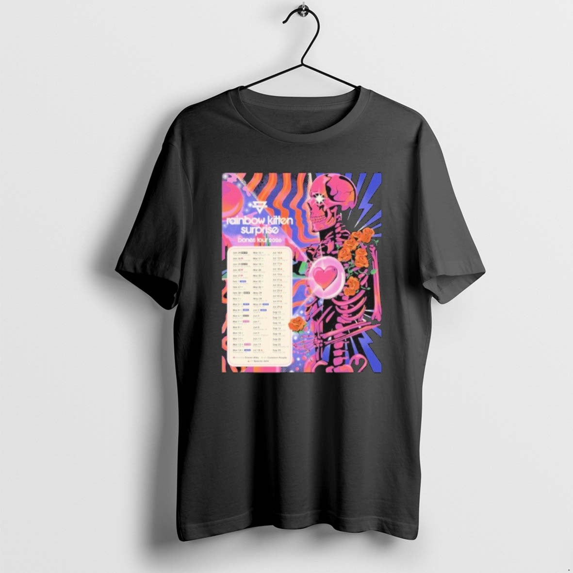 Official Rainbow Kitten Surprise Bones Tour 2026 Skeleton Heart T-Shirts, Hoodie, Sweatshirt | RetroVerseTees.com