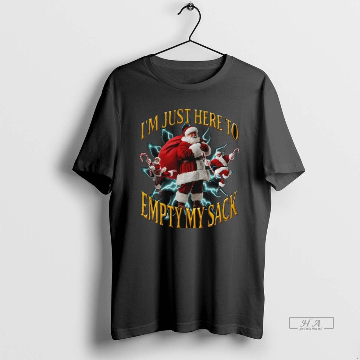 Official Santa Hat Im Just Here To Empty My Sack Merry Christmas T-Shirts, Hoodie, Sweatshirt | RetroVerseTees.com