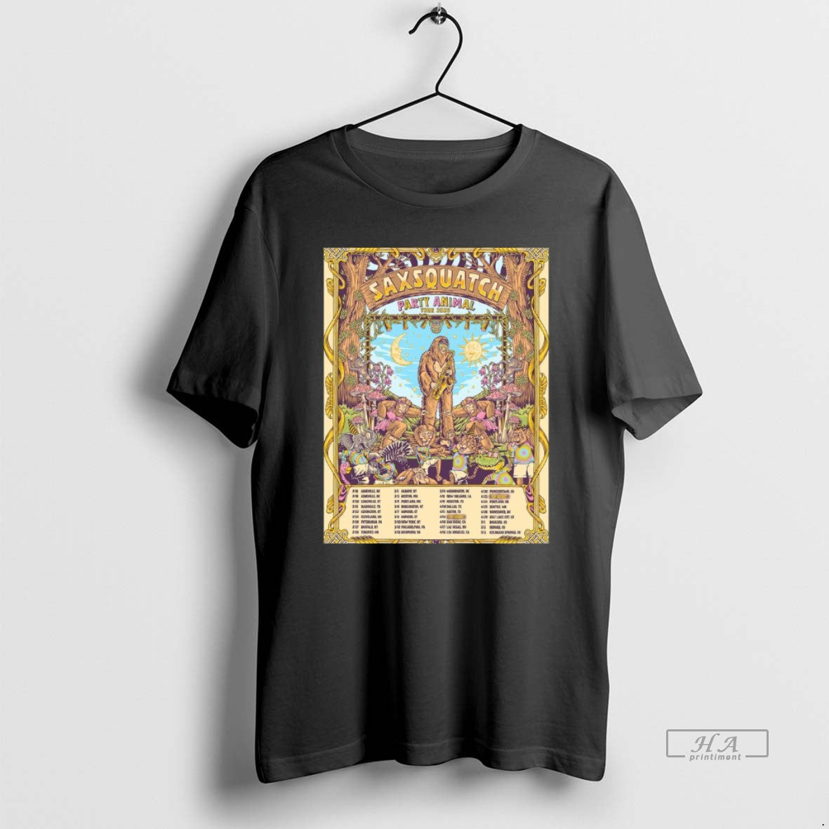 Official Saxsquatch Party Animal Tour 2026 North America T-Shirts, Hoodie, Sweatshirt | RetroVerseTees.com