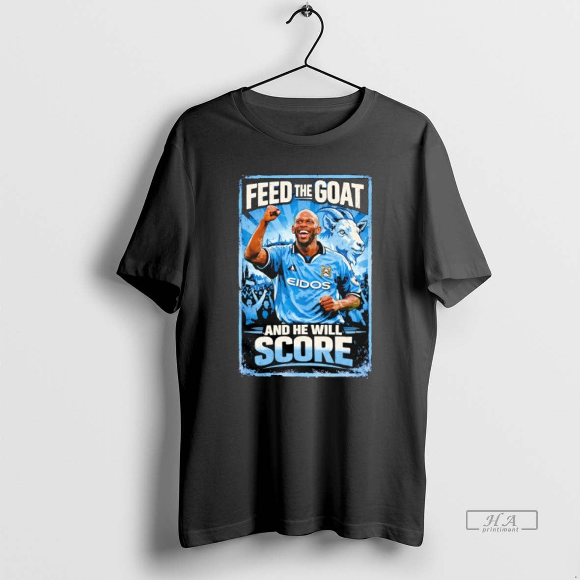 Official Shaun Goater Former Manchester City Feed The Goat And He Will Score T-Shirts, Hoodie, Sweatshirt