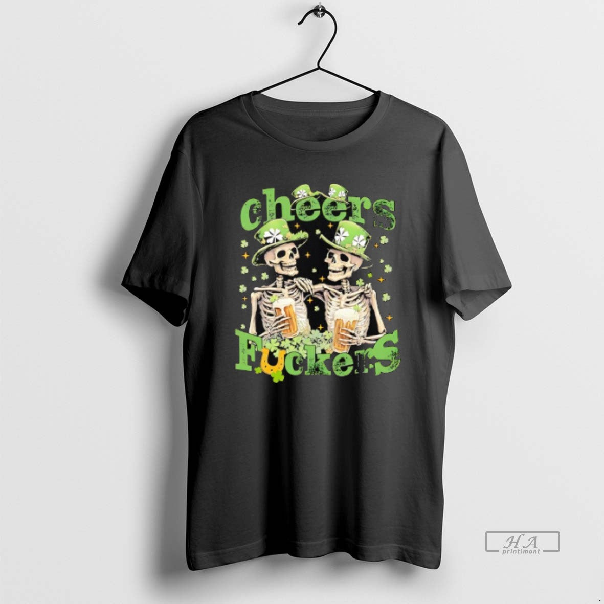 Official Skeleton Drinking Beer Cheers Fuckers St Patricks Day Funny T-Shirts, Hoodie, Sweatshirt | RetroVerseTees.com