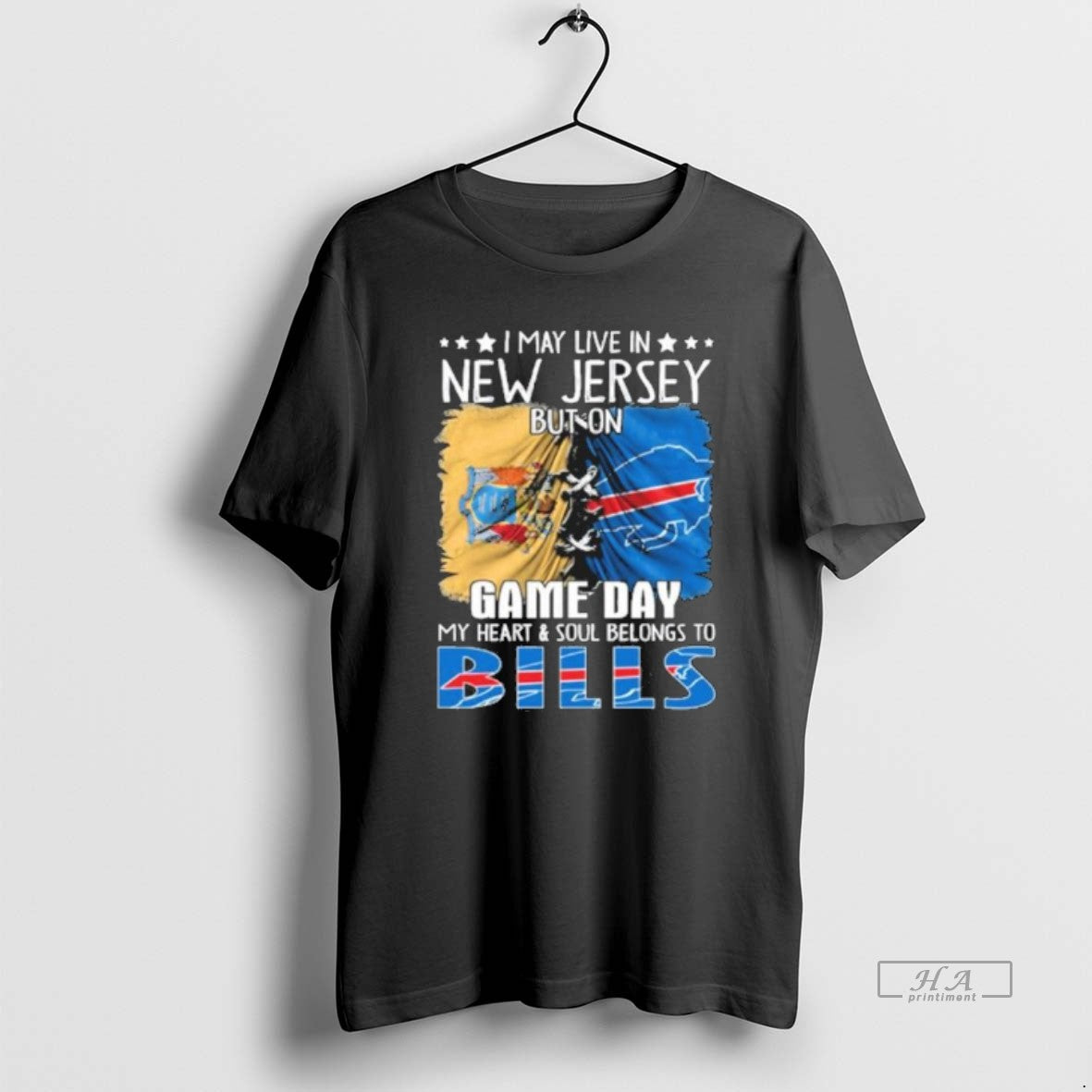 Official Trending Shirt I May Live In New Jersey But On Gameday My Heart And Hoodie, Sweatshirt | RetroVerseTees.com