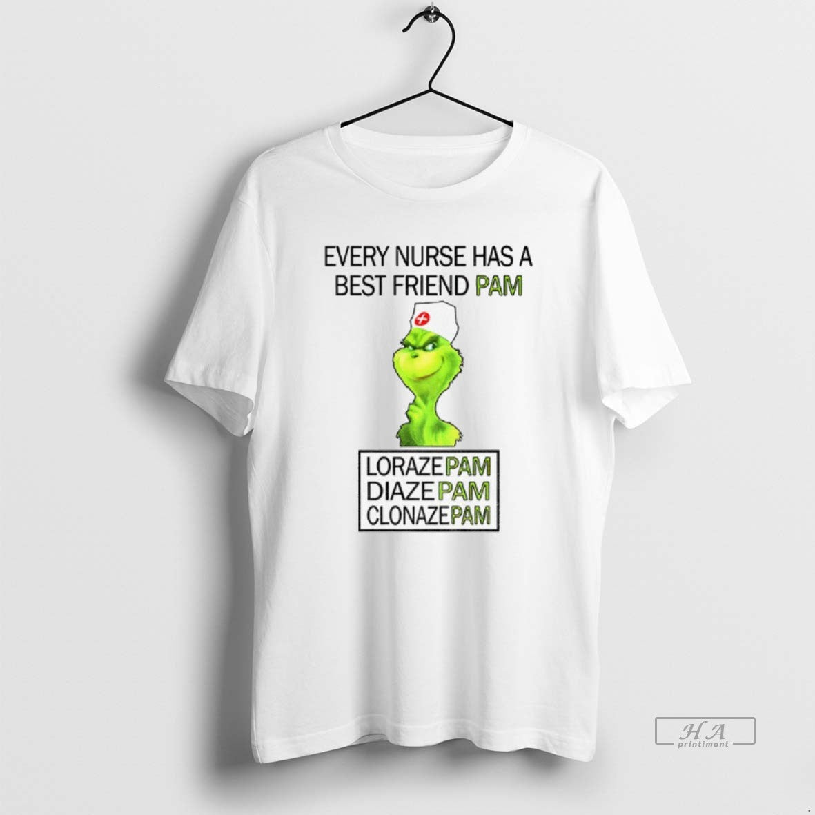 Official Trendy Grinch Every Nurse Has A Best Friend Pam Lorazepam Diazepam Clonazepam Christmas Tee