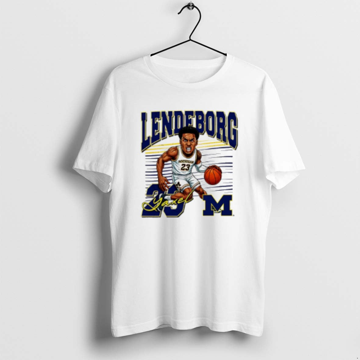 Official Yaxel Lendeborg Michigan Basketball Caricature T-Shirts, Hoodie, Sweatshirt | RetroVerseTees.com