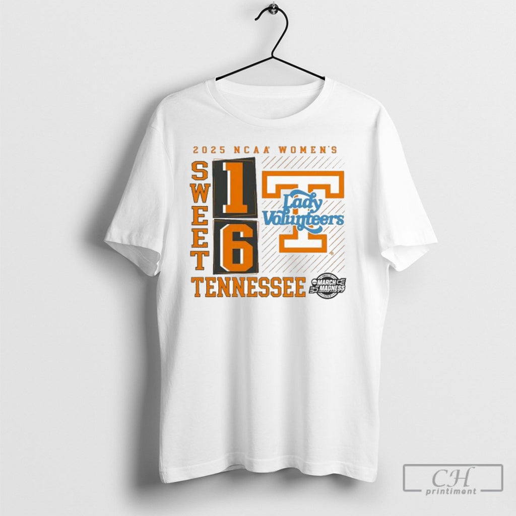 Official Ennessee Volunteers 2025 Lady Volunteers Ncaa Womens March Madness Sweet 16 T Shirt