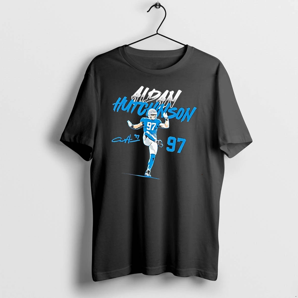 Officials Aidan Hutchinson Signature High Kick Action Pose Jersey 97 Illustration Mens