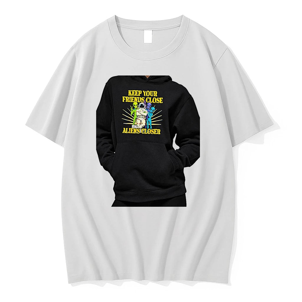 Officials Astronaut And Aliens Keep Your Friends Close Aliens Closer Premium T Shirt