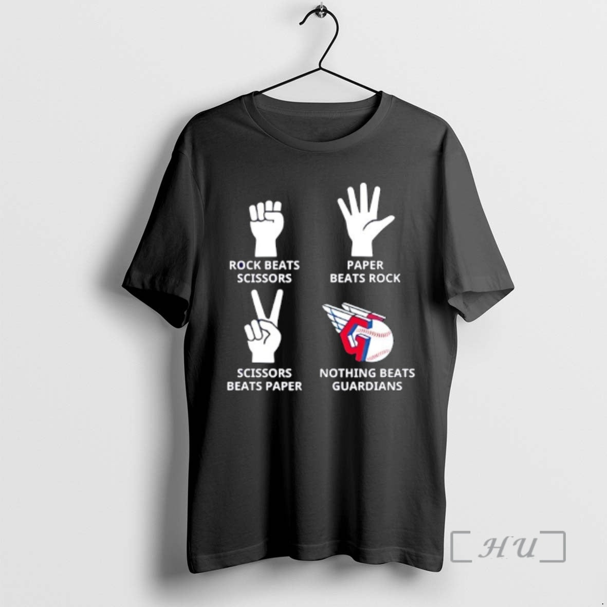 Officials Cleveland Guardians Nothing Beats Rock Beats Scissors Paper Beats Rock Scissors Beats Paper Premium T-Shirts,...