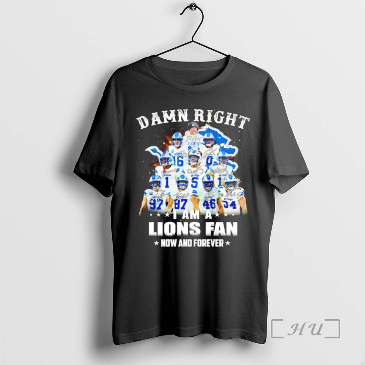 Officials Damn Right I Am A Lions Fan Now And Forever Player Collage Christmas Tree