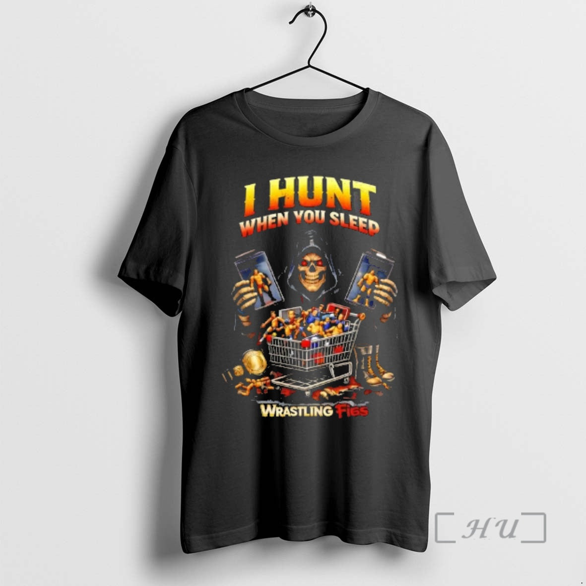 Officials Death I Hunt When You Sleep Wrastling Figs Wfhunt T-Shirts, Hoodie, Sweatshirt | RetroVerseTees.com
