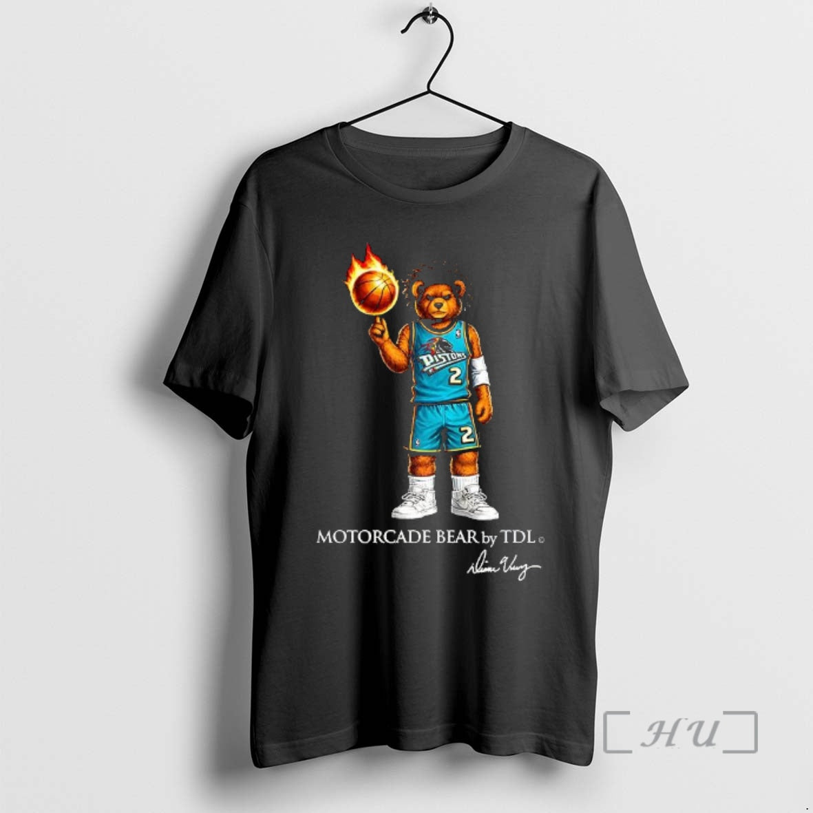Officials Detroit Pistons Basketball Motorcade Bear By Tdl T-Shirts, Hoodie, Sweatshirt | RetroVerseTees.com