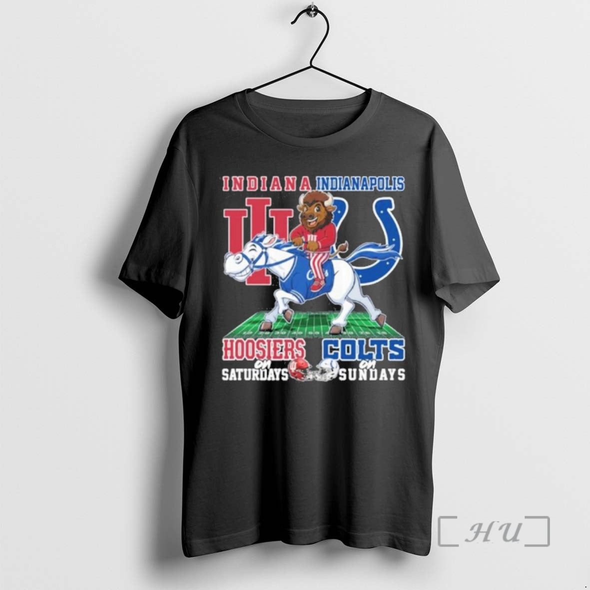 Officials Hoosiers On Saturdays And Colts On Sundays Riding Mascots T-Shirts, Hoodie, Sweatshirt | RetroVerseTees.com