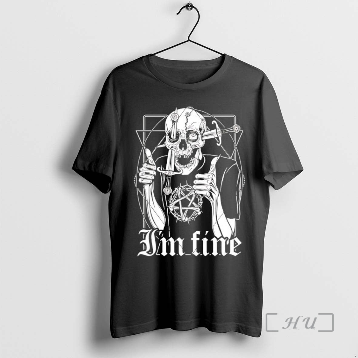 Officials Im Fine Skeleton Knife T-Shirts, Hoodie, Sweatshirt | RetroVerseTees.com