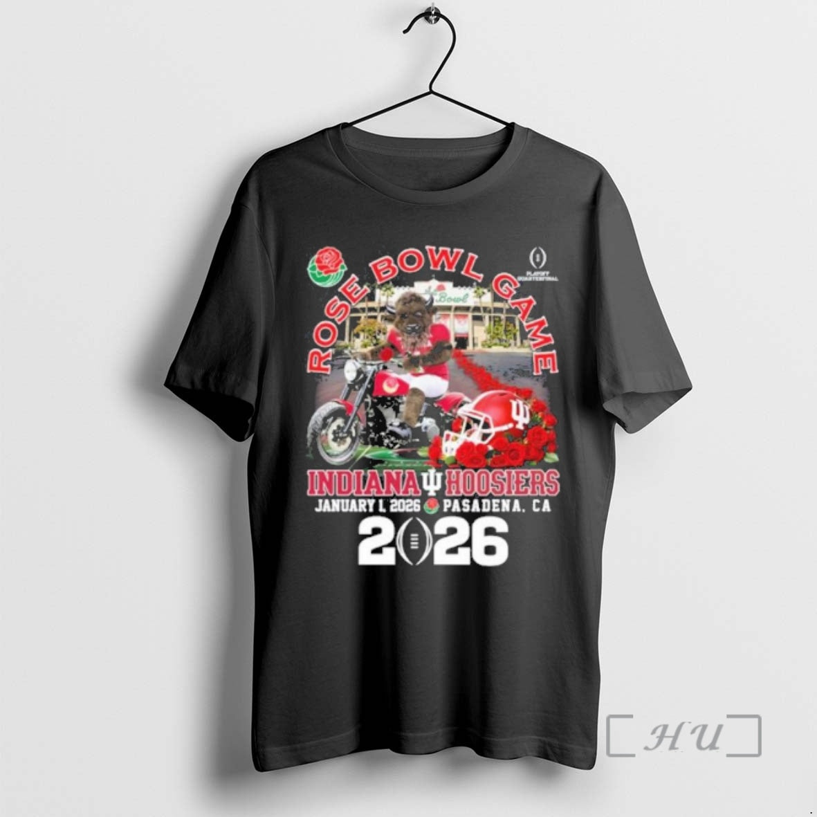 Officials Indiana Football Mascot Rose Bowl 2026 Pasadena Ca T-Shirts, Hoodie, Sweatshirt | RetroVerseTees.com
