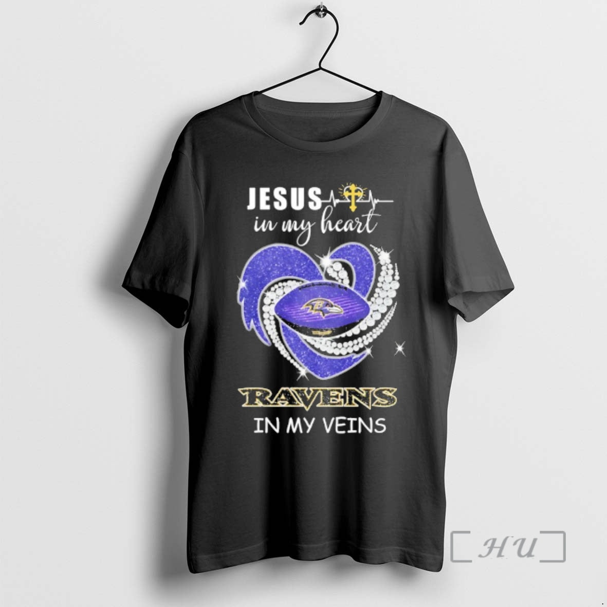 Officials Jesus In My Heart Baltimore Ravens In My Veins Logo Team Premium T Shirts Hoodie, Sweatshirt | RetroVerseTees.com