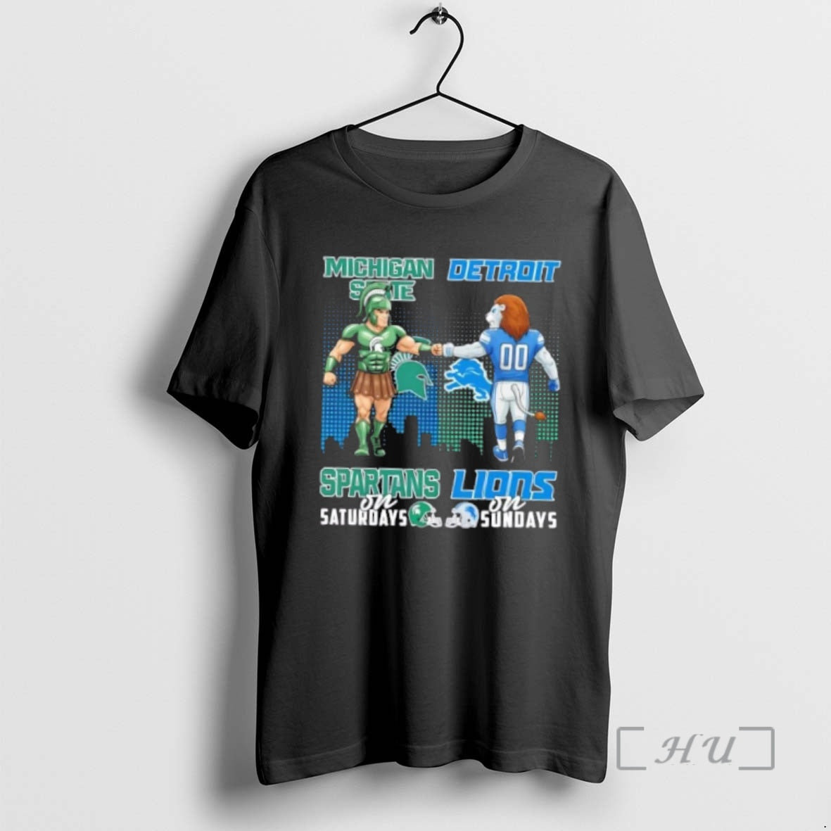 Officials Mascots Michigan State Spartans On Saturdays X Detroit Lions On Sundays Skyline Premium T-Shirts, Hoodie,...