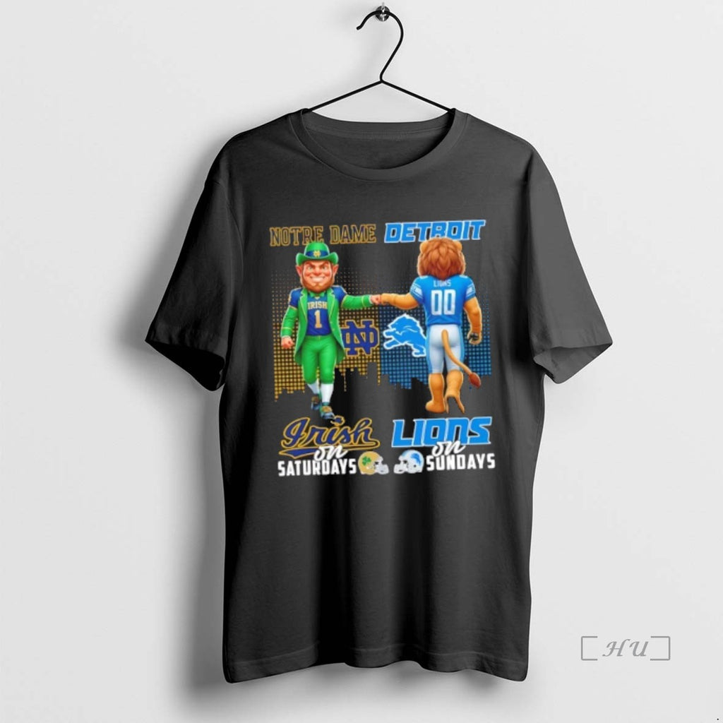 Officials Mascots Notre Dame Fighting Irish On Saturdays X Detroit Lions On Sundays Skyline Premium