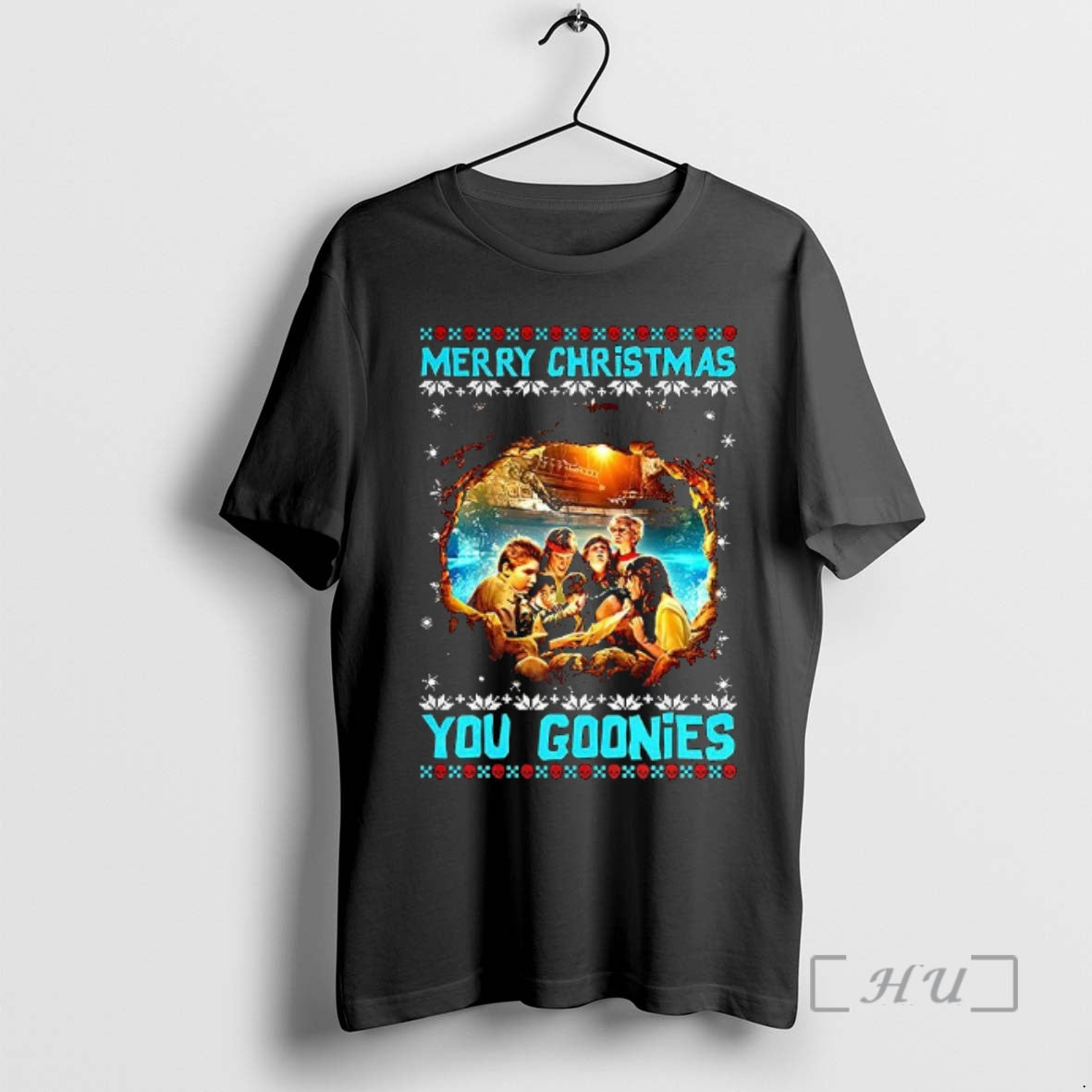 Officials Merry Christmas You Goonies Classic Adventure Ugly Xmas T-Shirts, Hoodie, Sweatshirt | RetroVerseTees.com
