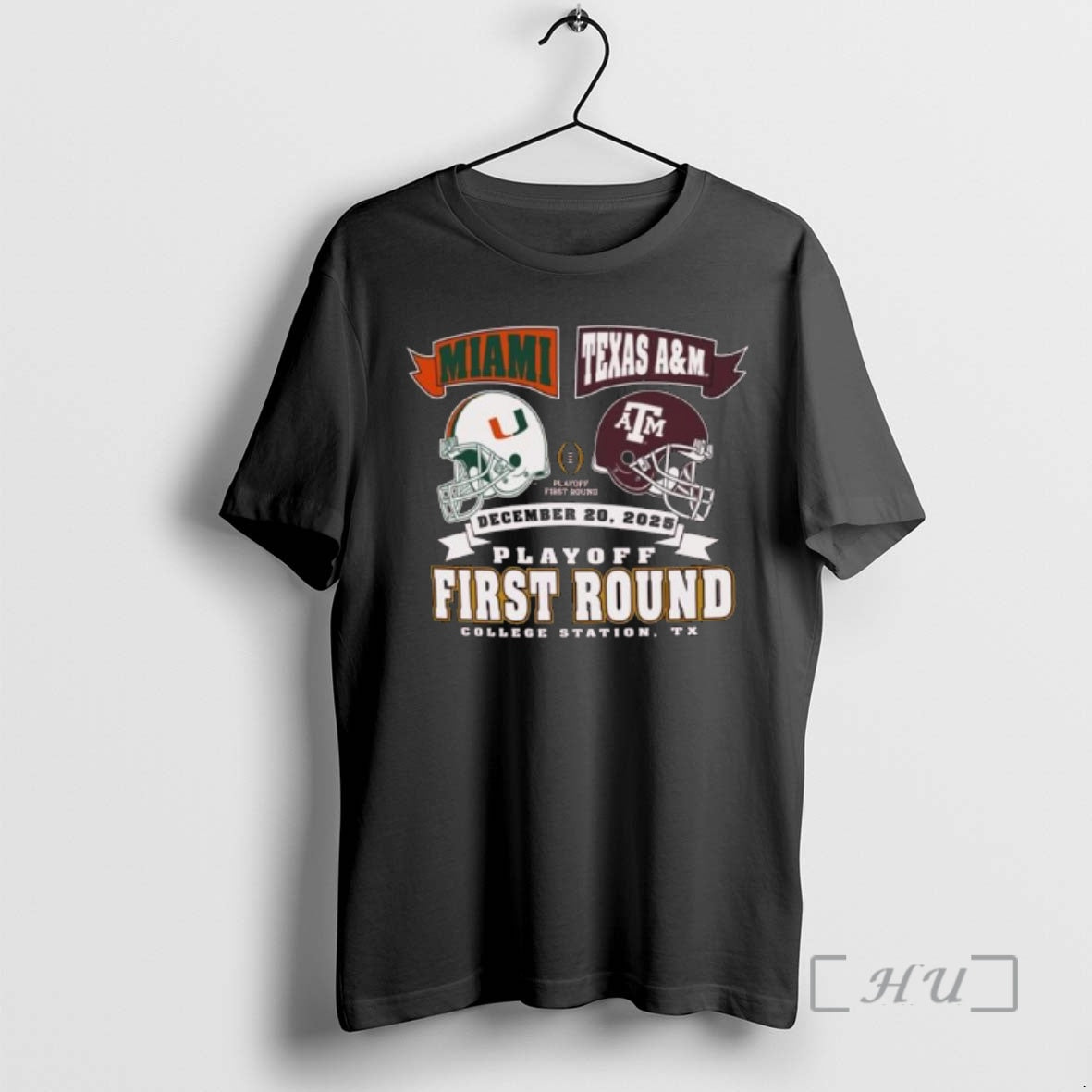 Officials Miami Vs Texas Am Cfp Round 1 Head 2 Head Helmet Dec 20 2025 T-Shirts, Hoodie, Sweatshirt | RetroVerseTees.com