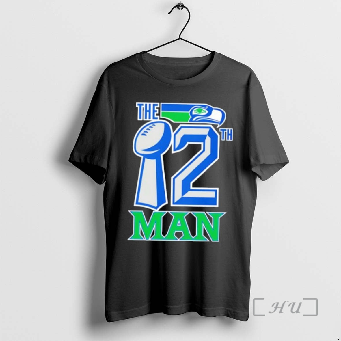 Officials Nice The 12th Man Seattle Football Trophy And Mascot Logo Premium T Shirts Sweater Hoodie, Sweatshirt