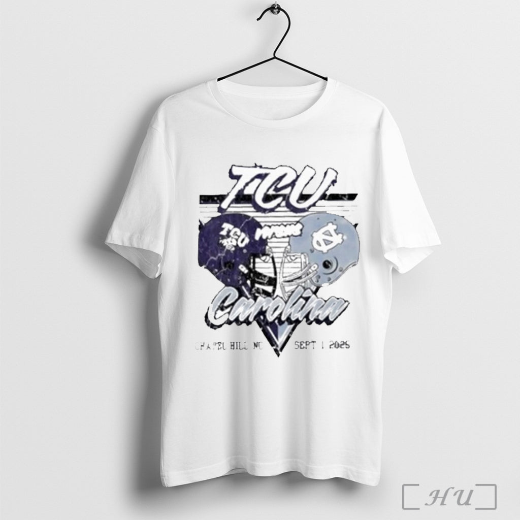 Officials North Carolina Tar Heels Vs Tcu Horned Frogs 2025 Football Helmet T Shirt