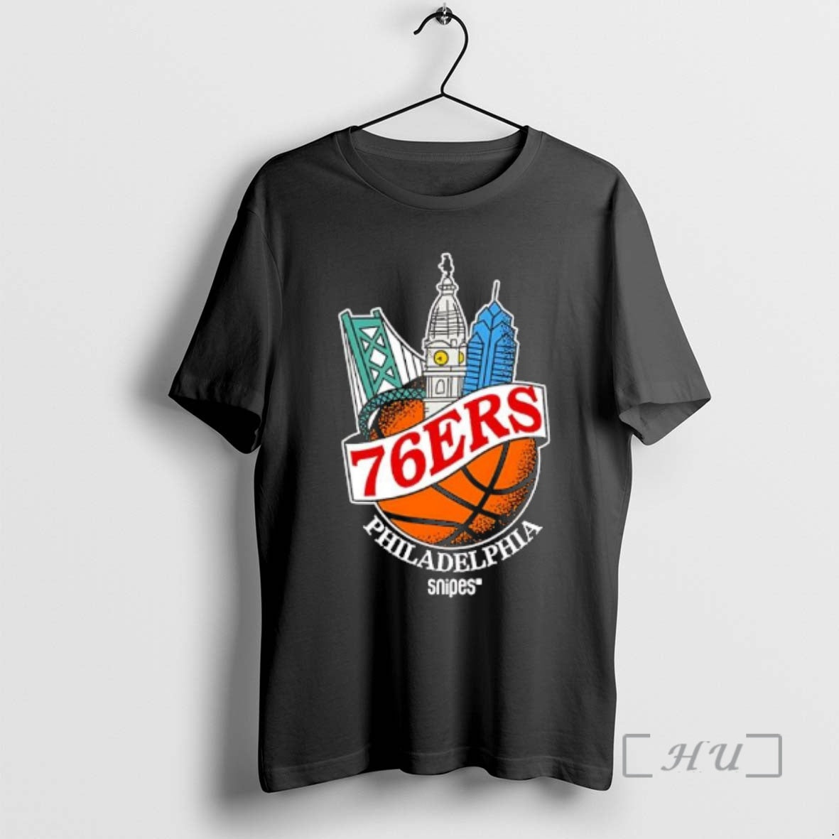 Officials Philadelphia 76ers Snipes Benjamin Franklin Bridge And Philadelphia City Hall Tower Premium T Shirts Hoodie,...