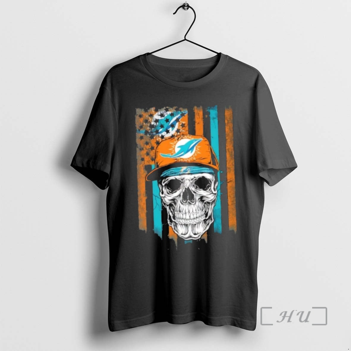 Officials Skull Wearing A Cap Miami Dolphins Us Flag T-Shirts, Hoodie, Sweatshirt | RetroVerseTees.com