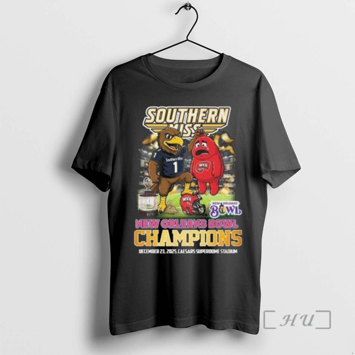 Officials Southern Miss New Orleans Bowl Champions 2025 Mascot T-Shirts, Hoodie, Sweatshirt | RetroVerseTees.com