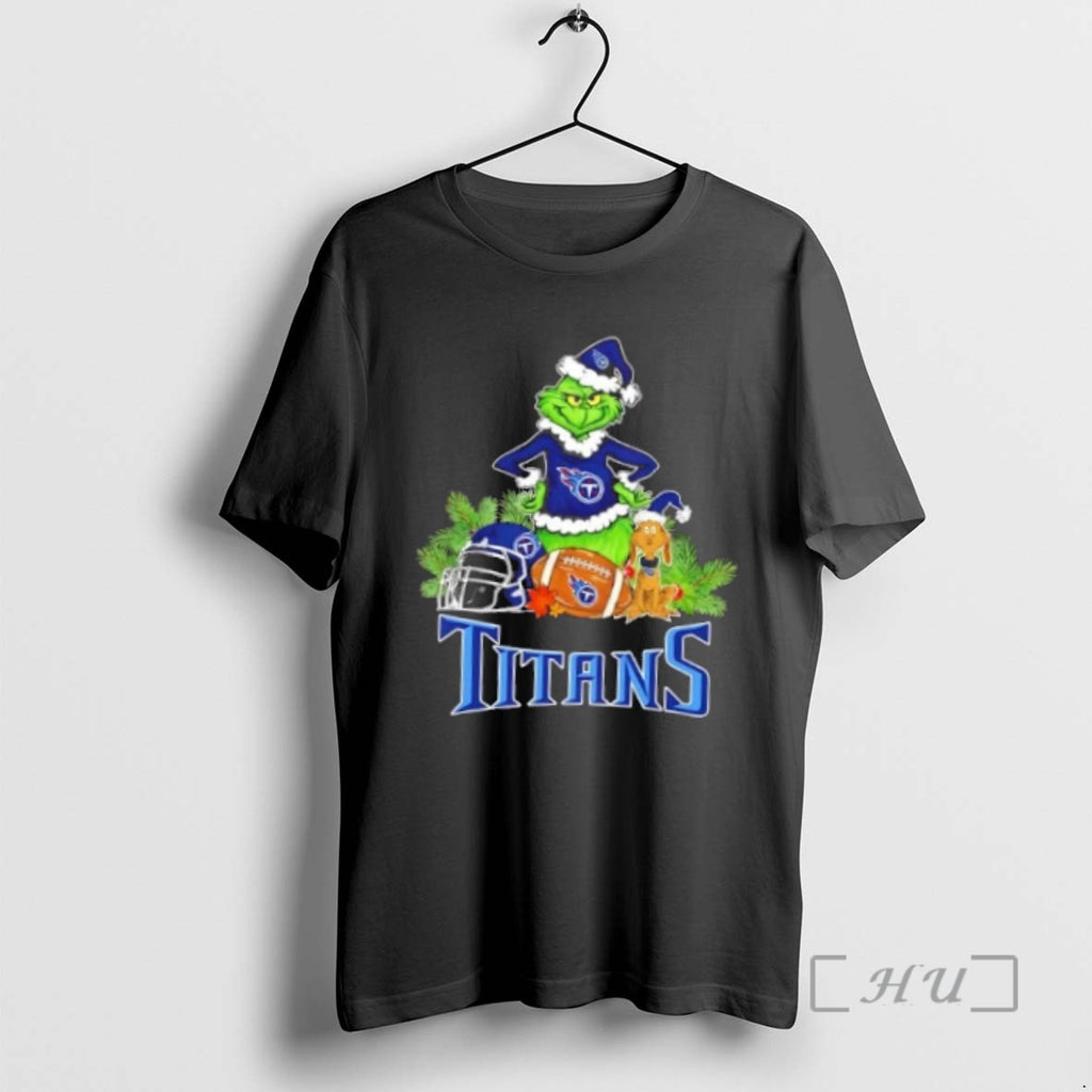 Officials Tennessee Titans Football X Grinch And Max Dog Merry Christmas Premium T Shirts Sweater