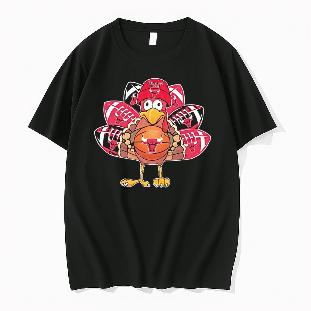 Officials Turkey Holding Chicago Bulls Basketball Thanksgiving Graphic T Shirt Sweater