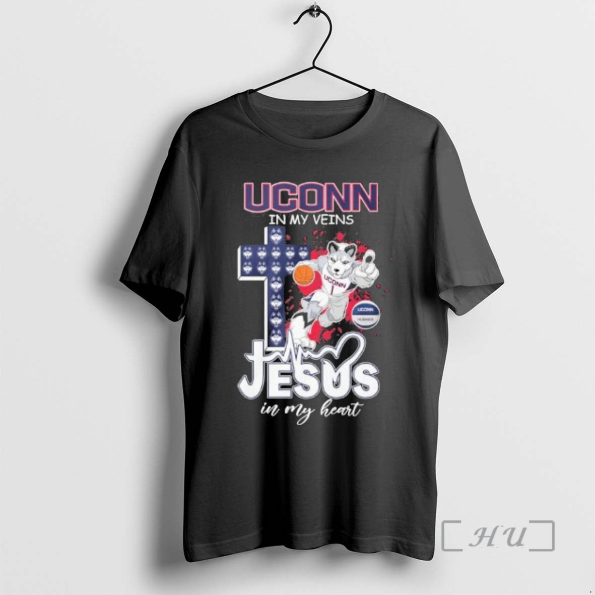 Officials Uconn Huskies Mascot Basketball In My Veins Jesus In My Heart Premium T Shirts Hoodie, Sweatshirt