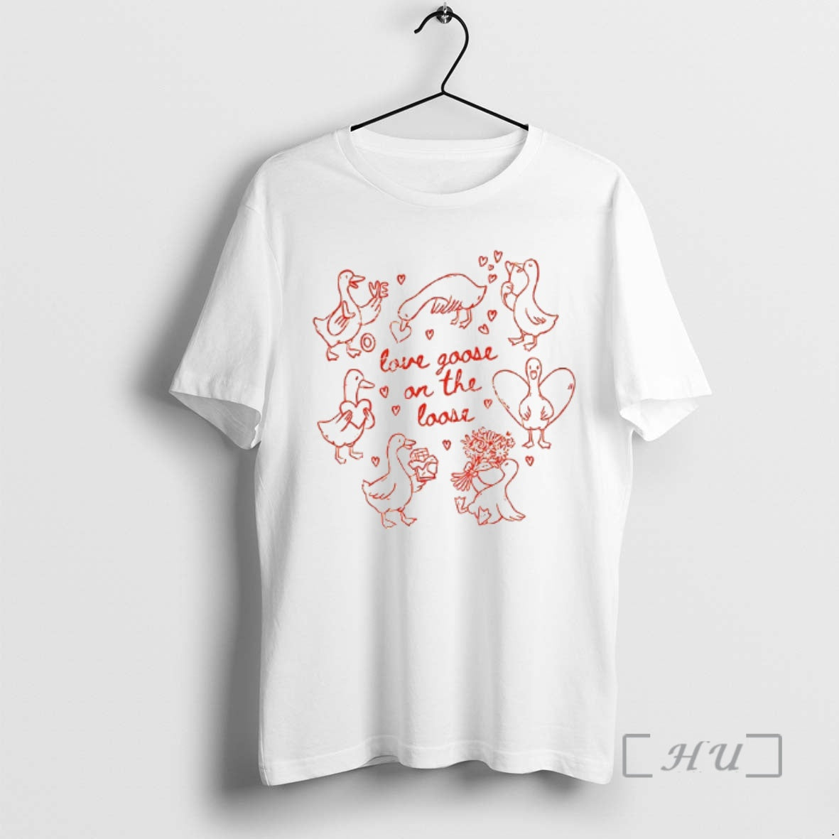 Officials Valentine Goose Love Goose On The Loose T-Shirts, Hoodie, Sweatshirt | RetroVerseTees.com