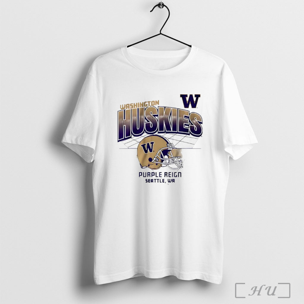Officials Washington Huskies Football Purple Reign Seattle Helmet Grid T Shirt