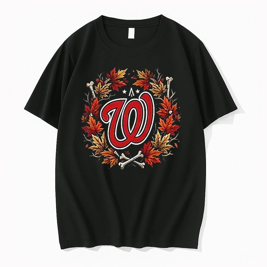 Officials Washington Nationals Maple Leaves Skull Crossed Bats Baseballs Halloween Black Mens