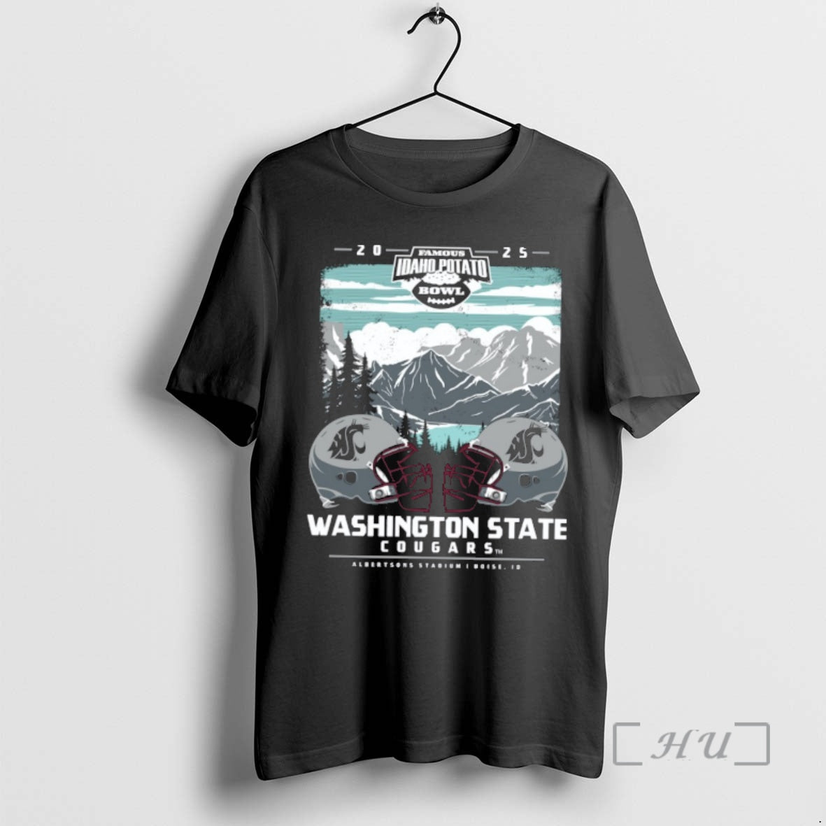 Officials Washington State Cougars 2025 Famous Idaho Potato Bowl Helmet T-Shirts, Hoodie, Sweatshirt | RetroVerseTees.com