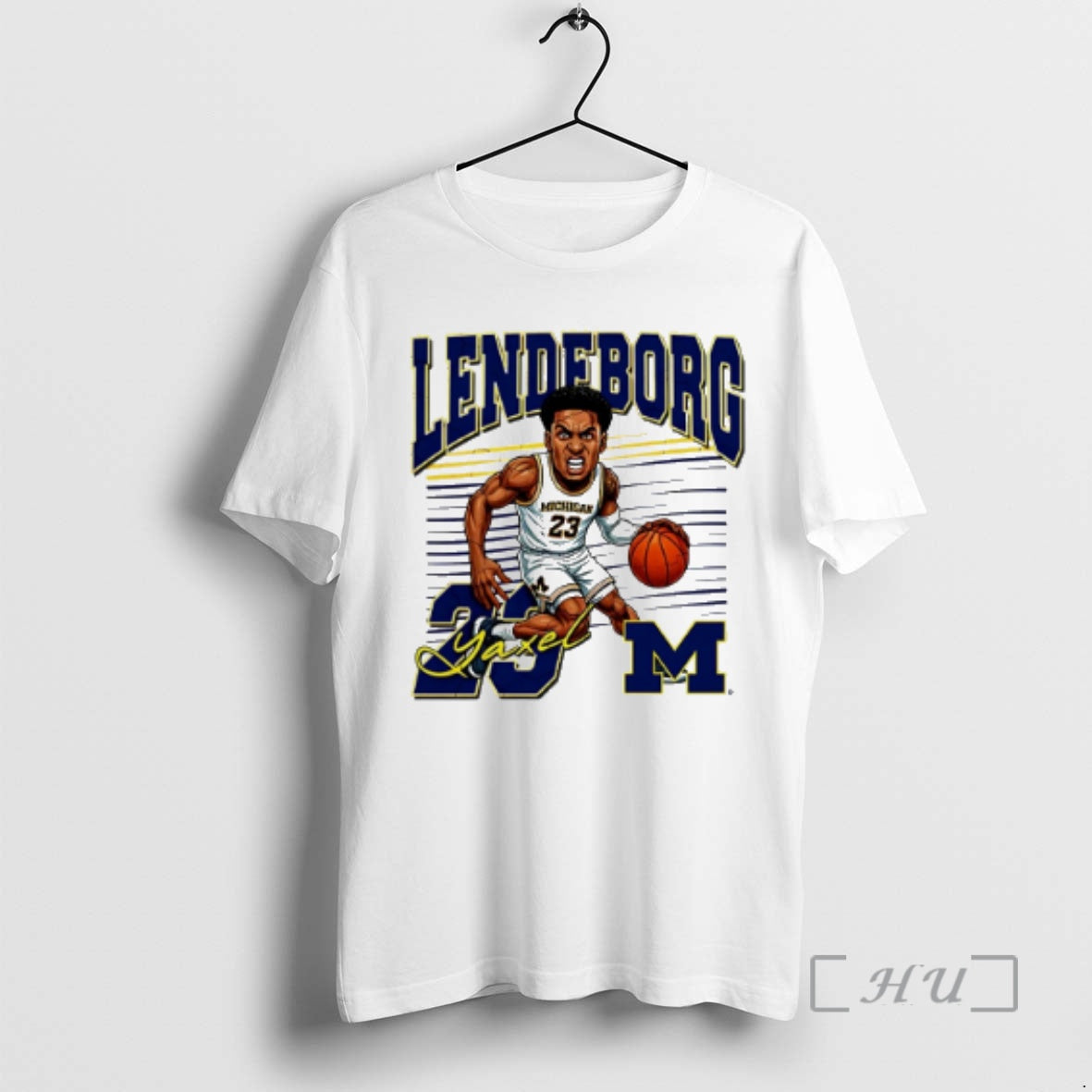 Officials Yaxel Lendeborg Michigan Basketball Caricature T-Shirts, Hoodie, Sweatshirt | RetroVerseTees.com