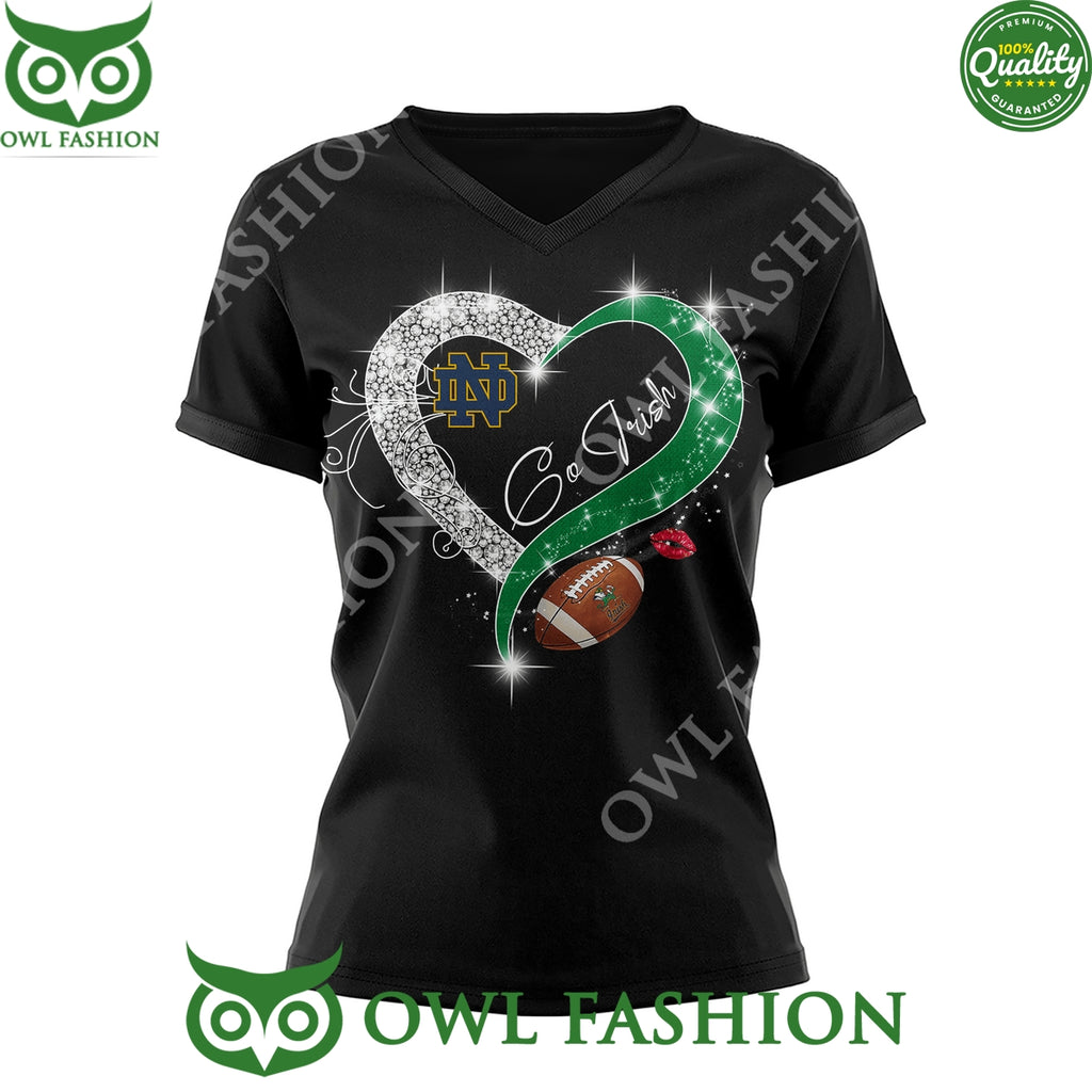 Notre Dame Fighting Irish Heart Pattern Valentine 2D t Shirt