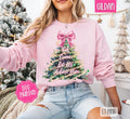 Oh Come Let Us Adore Him Pink Glitter Sweatshirt, Trendy Women's Christmas Crewneck T-Shirts, Hoodie | RetroVerseTees.com