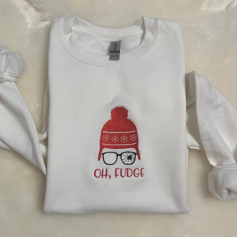 Oh, fudge Christmas Embroidered Crewneck Sweatshirt T-Shirts, Hoodie | RetroVerseTees.com