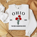 Ohio Red Carnation Embroidered State Flower Sweatshirt, Hometown Embroidered Shirt, Favorite Flower Embroidered Shirt Hoodie