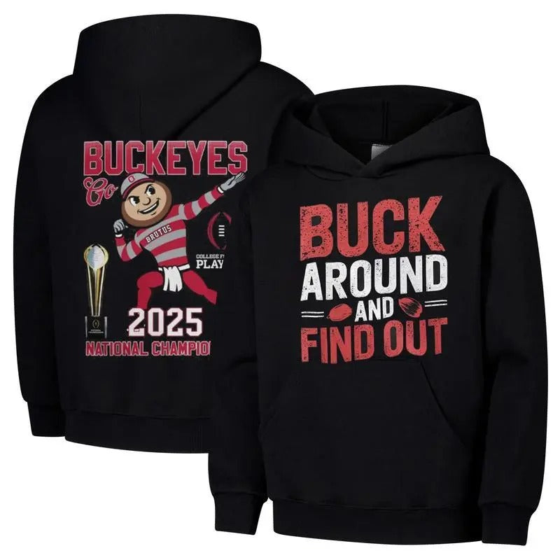 Ohio State Game Day Pride Hoodie Double Sides, Buck Around and Find Out Ohio Football Shirt Sweatshirt | RetroVerseTees.com