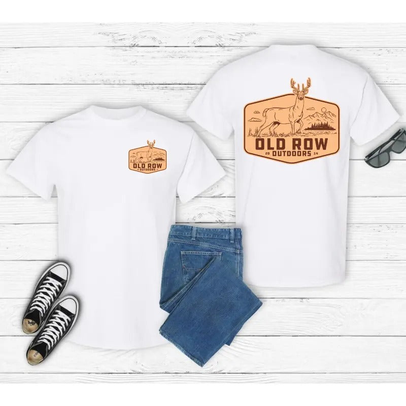 Old Row Outdoors Deer Front and Back Graphic Gildan-Unisex T-Shirt Cotton Fabric Hoodie, Sweatshirt | RetroVerseTees.com