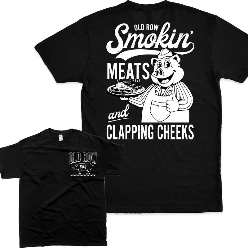 Old Row The Smokin' Meats Graphic 2 Sides Tshirt For Men And Women, 100% Cotton