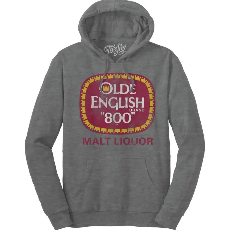 Olde English 800 Malt Liquor Hooded Sweatshirt - Oxford Gray T-Shirts, Hoodie | RetroVerseTees.com